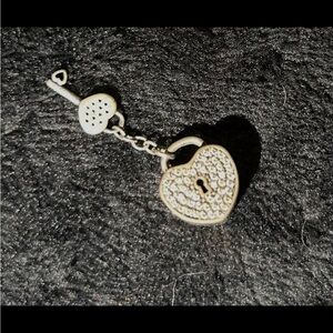 Pandora Heart Lock and Key Charm with Rhinestones